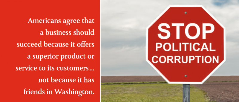 Americans agree that a business should succeed because it offers a superior product or service to its customers...not because it has friends in Washington.